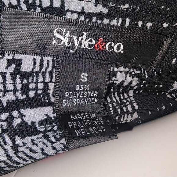 Style & Co Top Womens Size S Small Pink Black Geometric Pullover Surplice - Picture 5 of 6